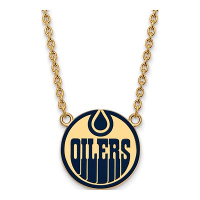 Edmonton Oilers Gold-Plated Sterling Silver Large Enamel Pendant Necklace