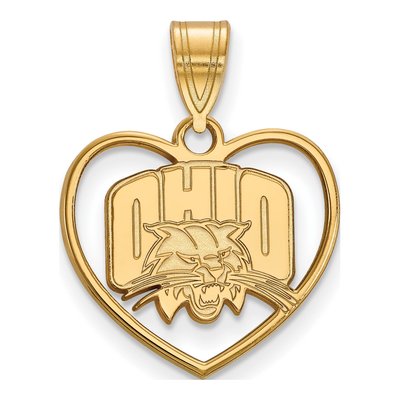 Ohio University Gold-Plated Sterling Silver Medium Heart Pendant