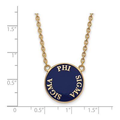Phi Sigma Sigma Gold-Plated Sterling Silver Sorority Text Large Color Enamel Pendant – view 2