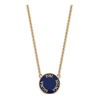 Phi Sigma Sigma Gold-Plated Sterling Silver Sorority Text Large Color Enamel Pendant