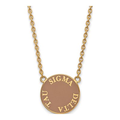 Sigma Delta Tau Gold-Plated Sterling Silver Sorority Text Large Color Enamel Necklace