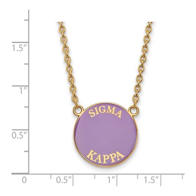 Sigma Kappa Gold-Plated Sterling Silver Sorority Text Large Color Enamel Necklace – view 2