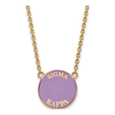 Sigma Kappa Gold-Plated Sterling Silver Sorority Text Large Color Enamel Necklace