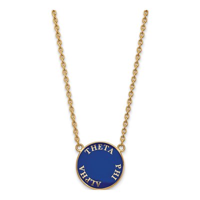 Theta Phi Alpha Gold-Plated Sterling Silver Sorority Text Large Color Enamel Necklace