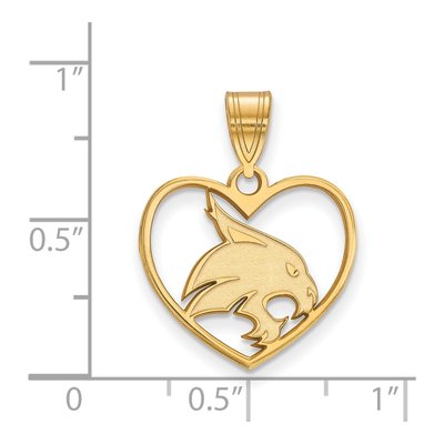 Texas State University Gold-Plated Sterling Silver Medium Bobcat Heart Pendant – view 2