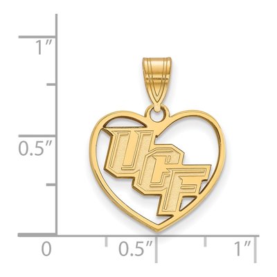 University of Central Florida Gold-Plated Sterling Silver Medium UCF Heart Pendant – view 2