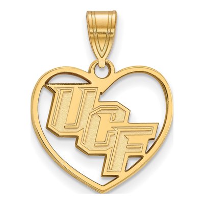 University of Central Florida Gold-Plated Sterling Silver Medium UCF Heart Pendant