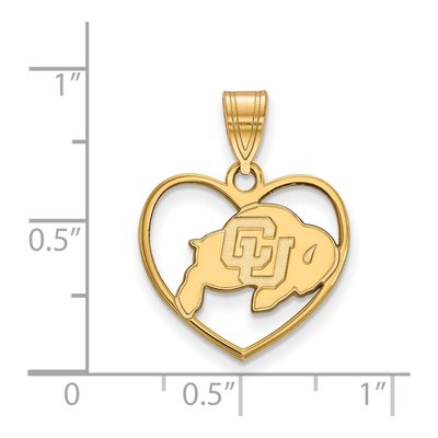 University of Colorado Gold-Plated Sterling Silver Medium Of Buffalo Heart Pendant – view 2