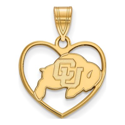 University of Colorado Gold-Plated Sterling Silver Medium Of Buffalo Heart Pendant
