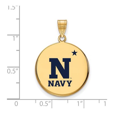 United States Naval Academy Gold-Plated Sterling Silver Large US Enameled Disc Pendant – view 2