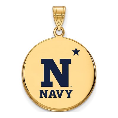United States Naval Academy Gold-Plated Sterling Silver Large US Enameled Disc Pendant