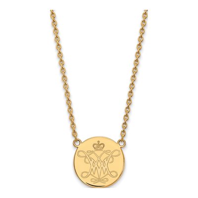 College of William & Mary Gold-Plated Sterling Silver Large Disc Necklace