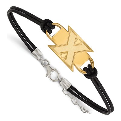 Xavier University Gold-Plated Sterling Silver Leather Letter X Bracelet