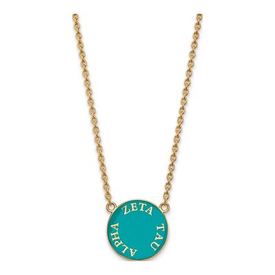 Zeta Tau Alpha Gold-Plated Sterling Silver Sorority Text Large Color Enamel Necklace