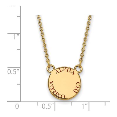 Alpha Chi Omega Gold-Plated Sterling Silver Sorority Text Small Color Enamel Necklace – view 2