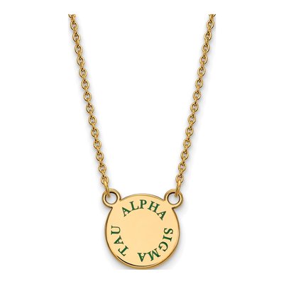 Alpha Sigma Tau Gold-Plated Sterling Silver Small Sorority Pendant Necklace