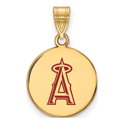 Los Angeles Angels Gold-Plated Sterling Silver Medium Enamel Disc Pendant
