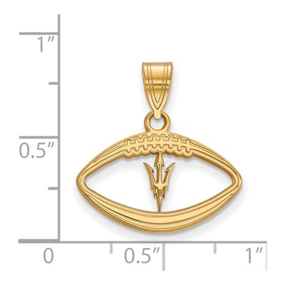 Arizona State University Gold-Plated Sterling Silver Medium ASU Pitchfork Football Pendant – view 2