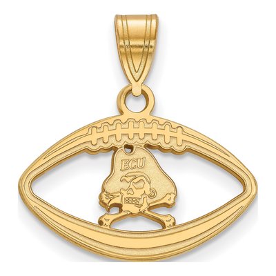 East Carolina University Gold-Plated Sterling Silver Medium Pirates Football Pendant