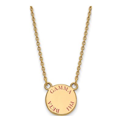 Gamma Phi Beta Gold-Plated Sterling Silver Sorority Text Small Color Enamel Necklace
