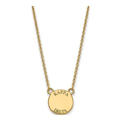 Kappa Delta Gold-Plated Sterling Silver Sorority Text Small Color Enamel Necklace