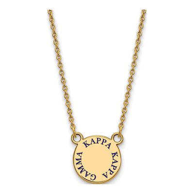 Kappa Kappa Gamma Gold-Plated Sterling Silver Sorority Text Small Color Enamel Necklace