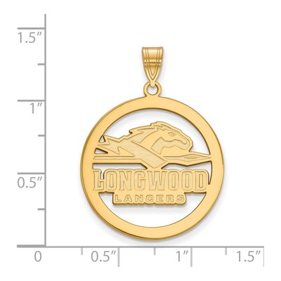 Longwood University Gold-Plated Sterling Silver Large Lancers Circle Pendant – view 2