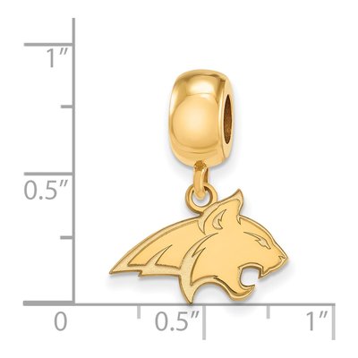 Montana State University Gold-Plated Sterling Silver Small Bobcat Dangle Bead – view 3
