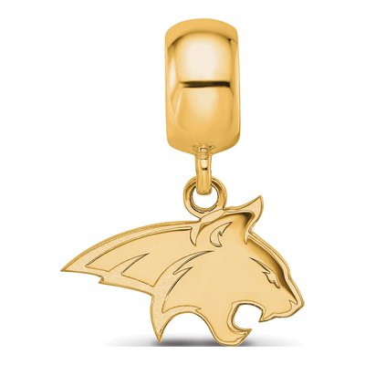 Montana State University Gold-Plated Sterling Silver Small Bobcat Dangle Bead – view 4