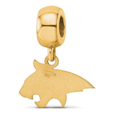 Montana State University Gold-Plated Sterling Silver Small Bobcat Dangle Bead – view 5