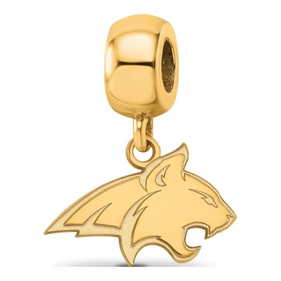 Montana State University Gold-Plated Sterling Silver Small Bobcat Dangle Bead