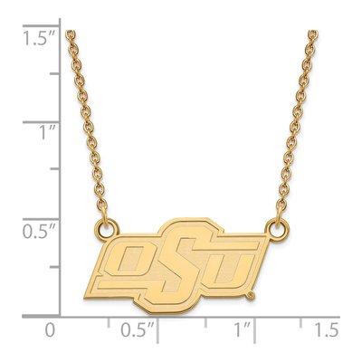 Oklahoma State University Gold-Plated Sterling Silver Small O-S-U Pendant Necklace – view 3