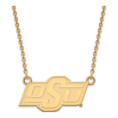 Oklahoma State University Gold-Plated Sterling Silver Small O-S-U Pendant Necklace