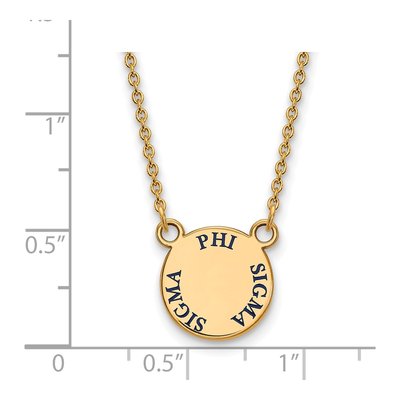 Phi Sigma Sigma Gold-Plated Sterling Silver Sorority Text Small Color Enamel Pendant – view 2