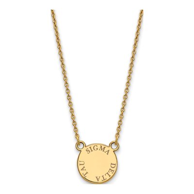 Sigma Delta Tau Gold-Plated Sterling Silver Sorority Text Small Color Enamel Necklace