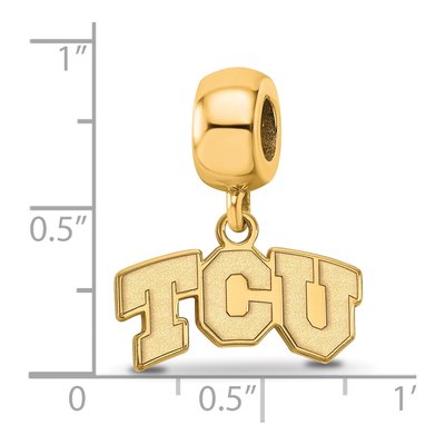 Texas Christian University Gold-Plated Sterling Silver Extra Small TCU Dangle Bead – view 2
