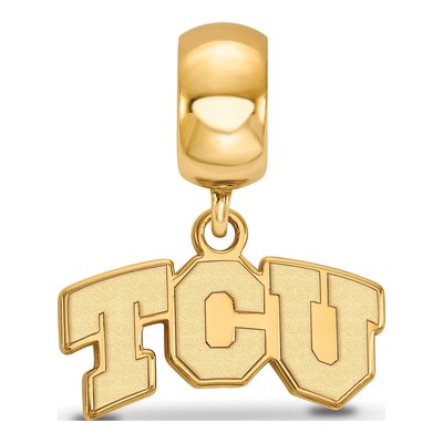 Texas Christian University Gold-Plated Sterling Silver Extra Small TCU Dangle Bead – view 3
