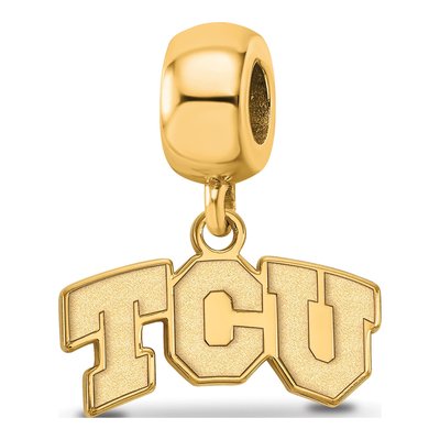 Texas Christian University Gold-Plated Sterling Silver Extra Small TCU Dangle Bead