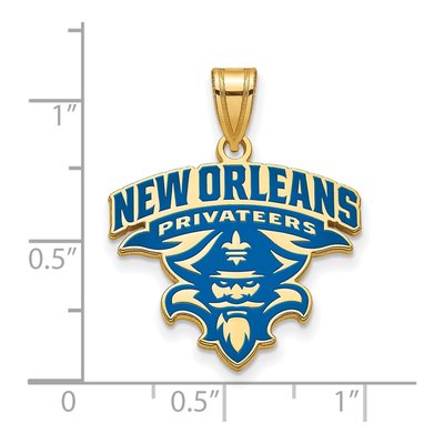 University of New Orleans Gold-Plated Sterling Silver Extra Large Enamel Pendant – view 2