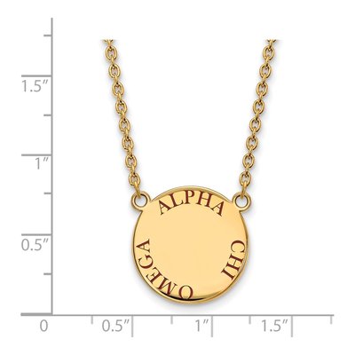 Alpha Chi Omega Gold-Plated Sterling Silver Sorority Text Large Color Enamel Necklace – view 2