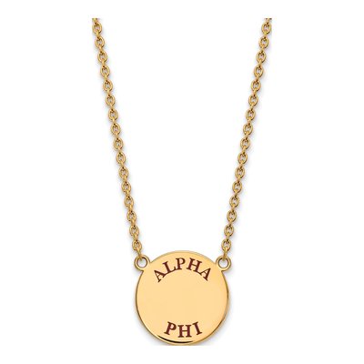 Alpha Phi Gold-Plated Sterling Silver Large Sorority Pendant Necklace