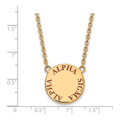 Alpha Sigma Alpha Gold-Plated Sterling Silver Sorority Text Large Color Enamel Necklace – view 2