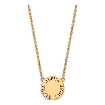 Alpha Sigma Alpha Gold-Plated Sterling Silver Sorority Text Large Color Enamel Necklace