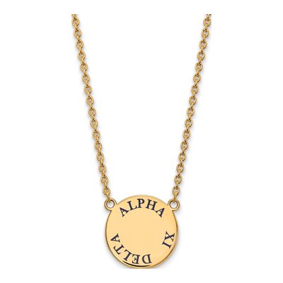 Alpha Xi Delta Gold-Plated Sterling Silver Sorority Text Large Color Enamel Necklace