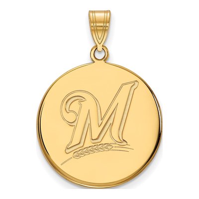 Milwaukee Brewers Gold-Plated Sterling Silver Large Disc Letter M Pendant