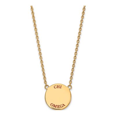 Chi Omega Gold-Plated Sterling Silver Large Sorority Pendant Necklace