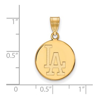 Los Angeles Dodgers Gold-Plated Sterling Silver Medium LA Disc Pendant – view 2