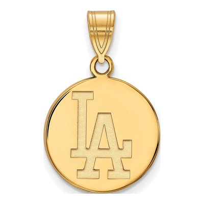 Los Angeles Dodgers Gold-Plated Sterling Silver Medium LA Disc Pendant