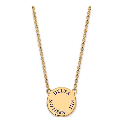 Delta Phi Epsilon Gold-Plated Sterling Silver Sorority Text Large Color Enamel Necklace