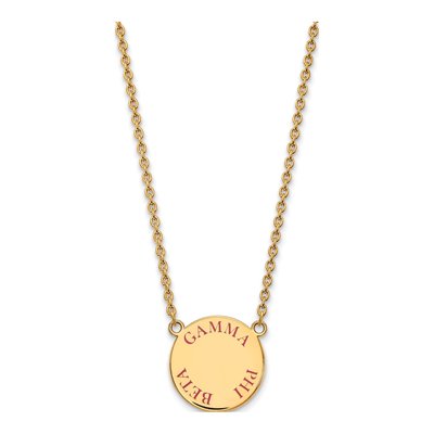 Gamma Phi Beta Gold-Plated Sterling Silver Sorority Text Large Color Enamel Necklace